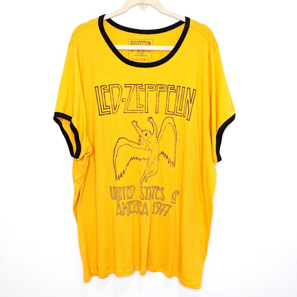 Torrid Womens 4X Top Led Zeppelin Graphic T Shirt Short Sleeve Yellow Plus Size